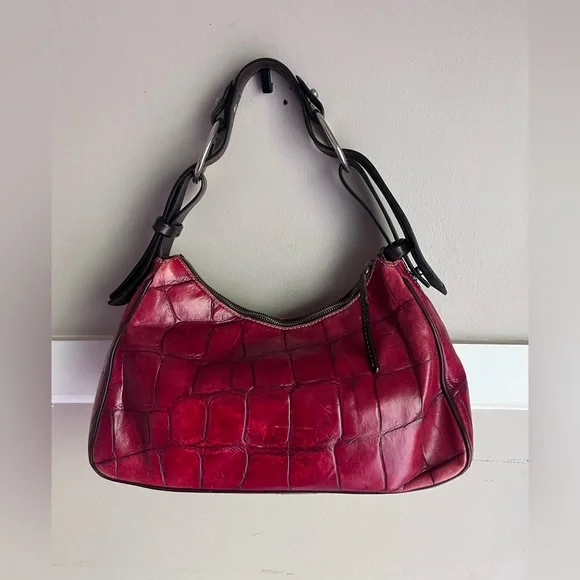 Dooney & Bourke Cranberry Croc-Embossed Leather Shoulder Bag - Picture 5 of 6